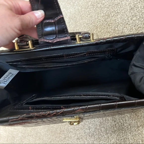 1990’s brown leather, crocodile embossed doctor’s bag - Picture 6 of 7